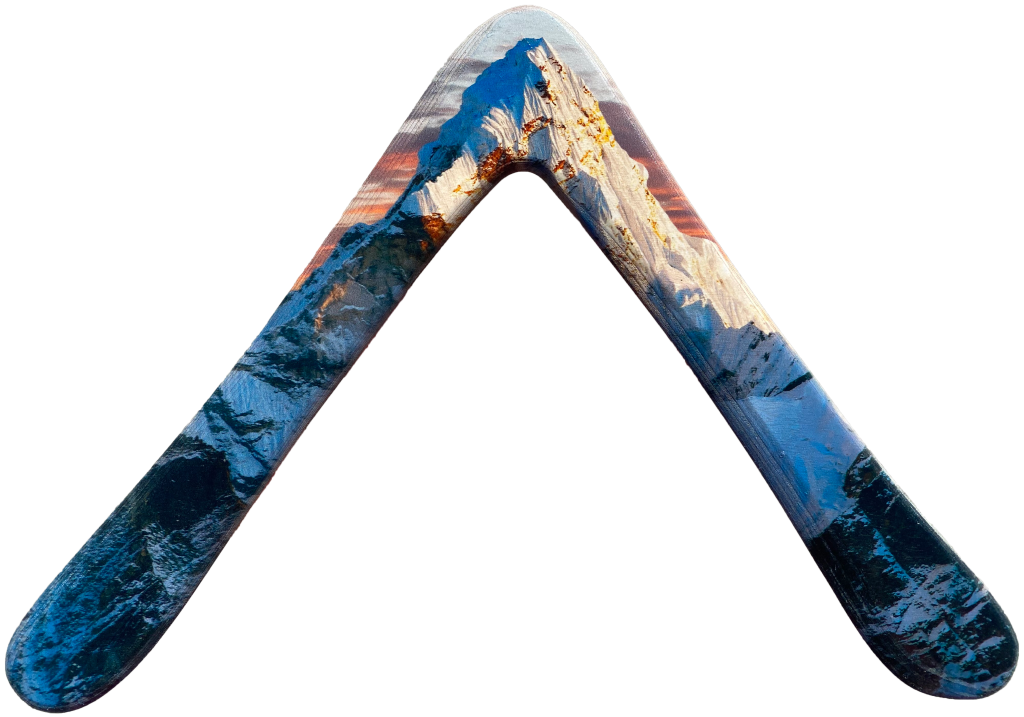 Everest Boomerang - Large wooden boomerangs with Everest mountain art!