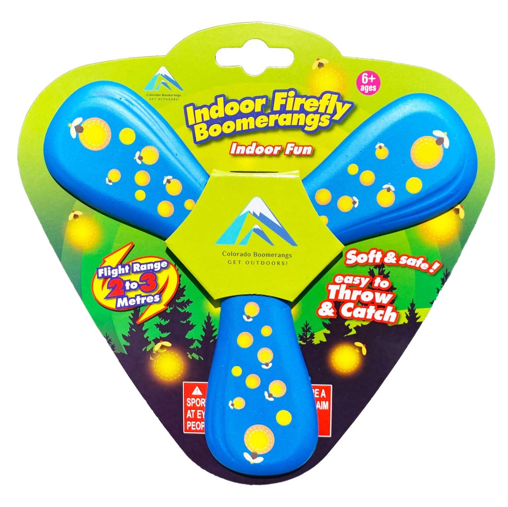 Indoor Firefly Boomerangs - Blue or Red - Fun indoor foam boomerangs for kids