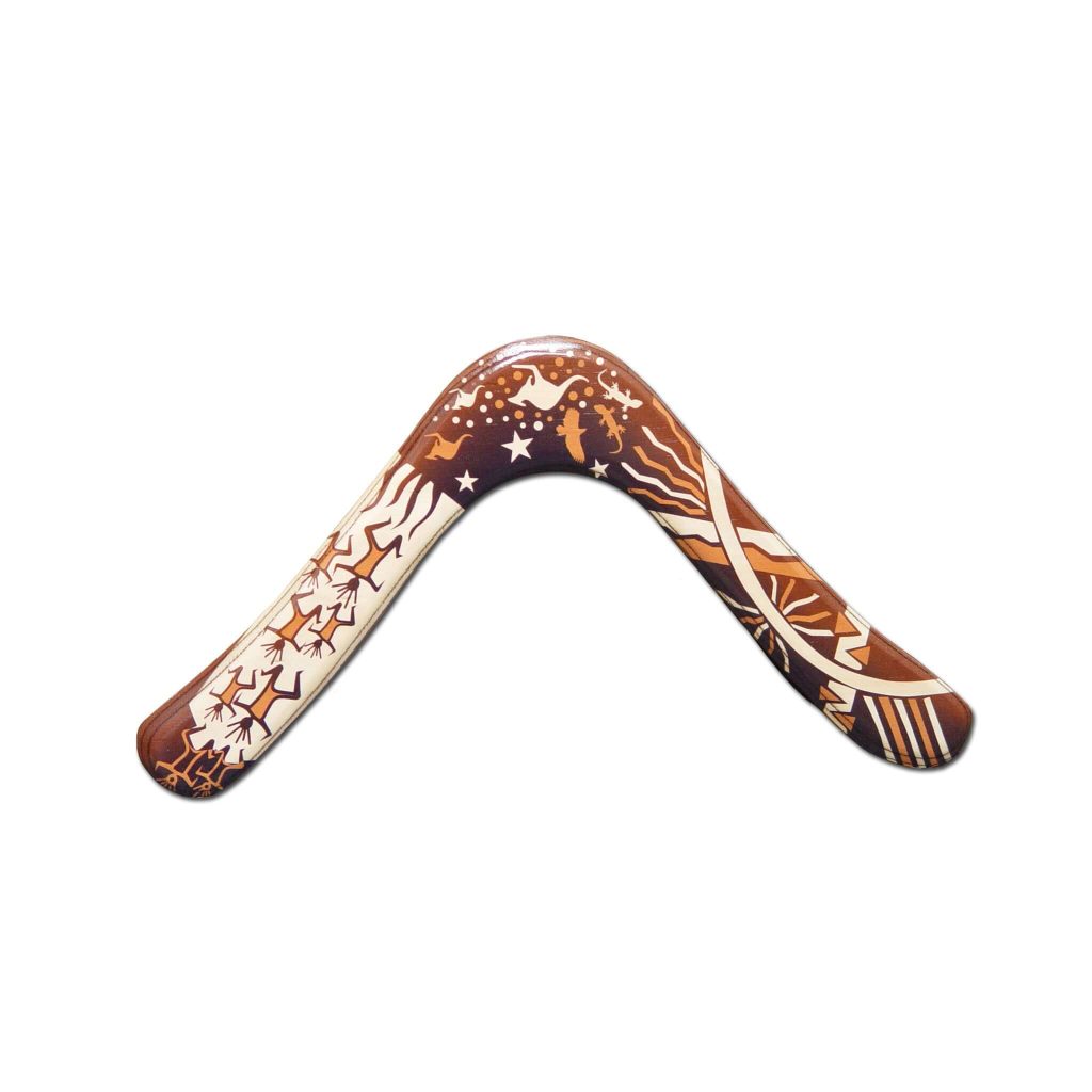 Hummingbird Aboriginal Boomerang - Decorated wooden boomerang from Australia